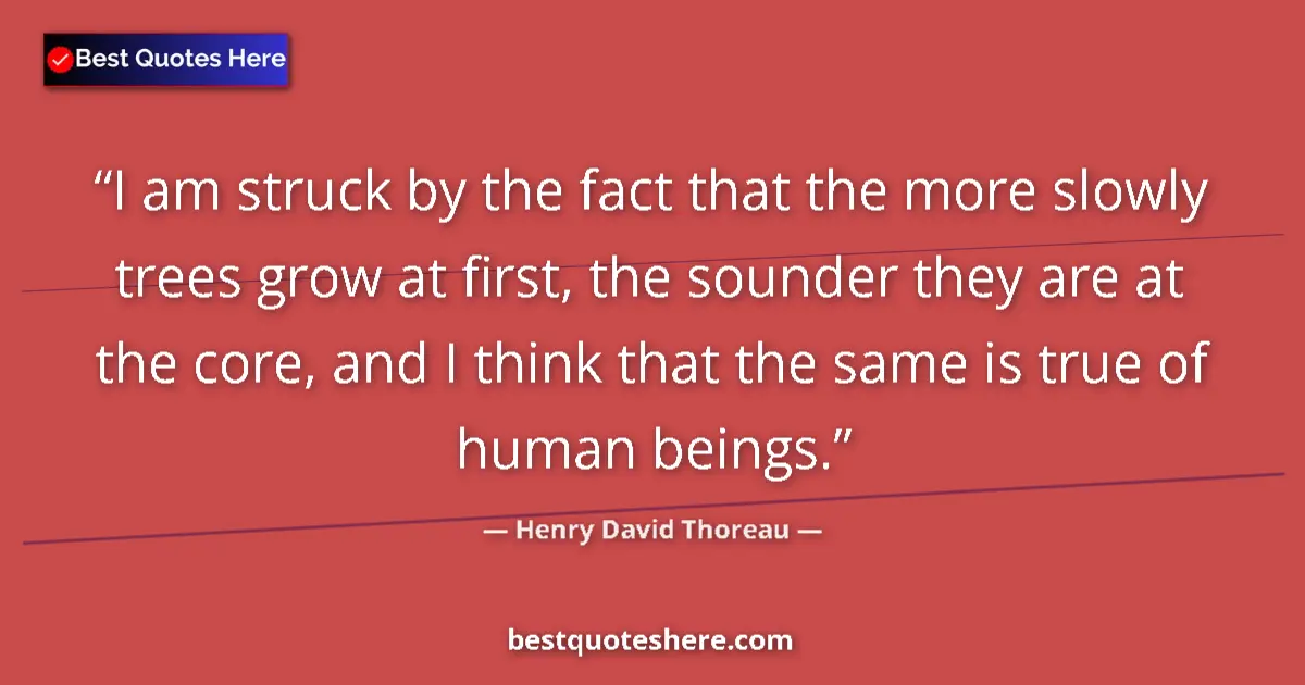 Henry David Thoreau Quote: "I am struck by the fact that the more slowly trees grow at..." Henry David Thoreau quote: "I am struck by the fact that the more slowly trees grow at..."