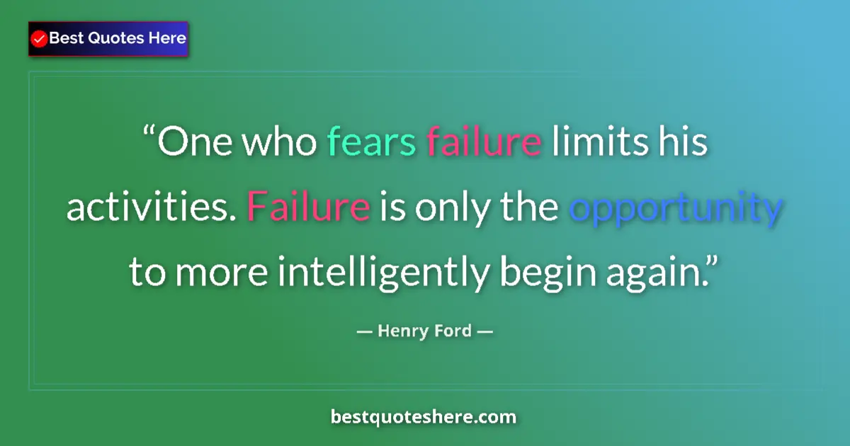 Quote by Henry Ford: One who fears failure limits his activities. Failure is only the opportunity to more intelligently b...