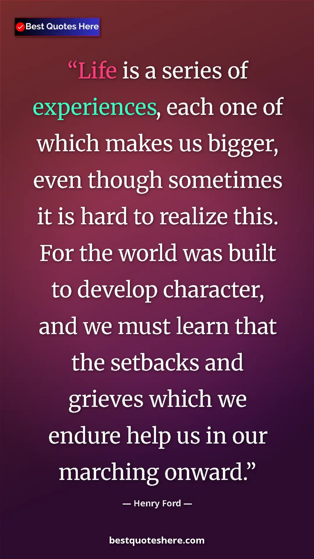 Henry Ford Quote Card: "Life is a series of experiences, each one of which makes us..." Pinterest quote poster by Henry Ford: "Life is a series of experiences, each one of which makes us..."