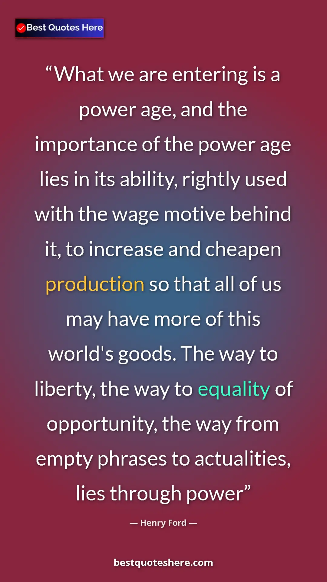 Henry Ford Quote Card: "What we are entering is a power age, and the importance of..." Pinterest quote poster by Henry Ford: "What we are entering is a power age, and the importance of..."