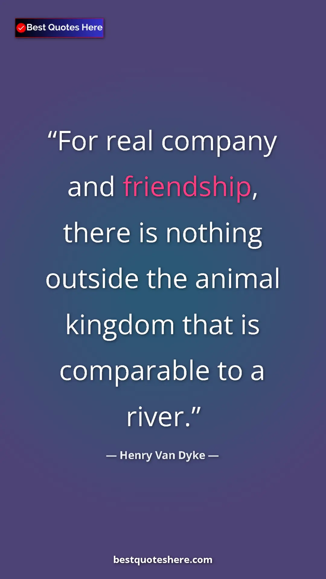 Pinterest quote poster by Henry Van Dyke: "For real company and friendship, there is nothing outside..."