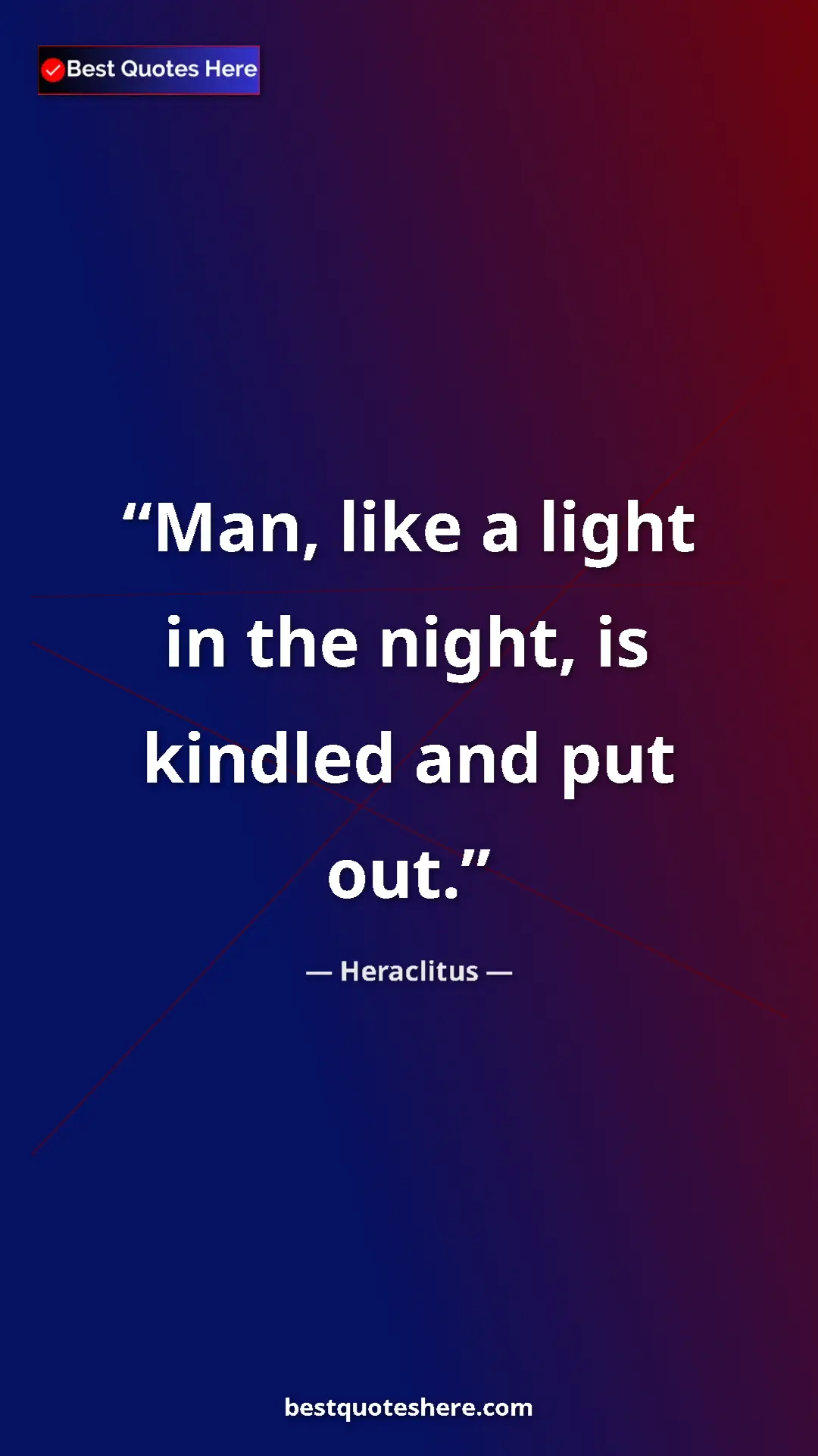 Pinterest quote poster by Heraclitus: "Man, like a light in the night, is kindled and put out."