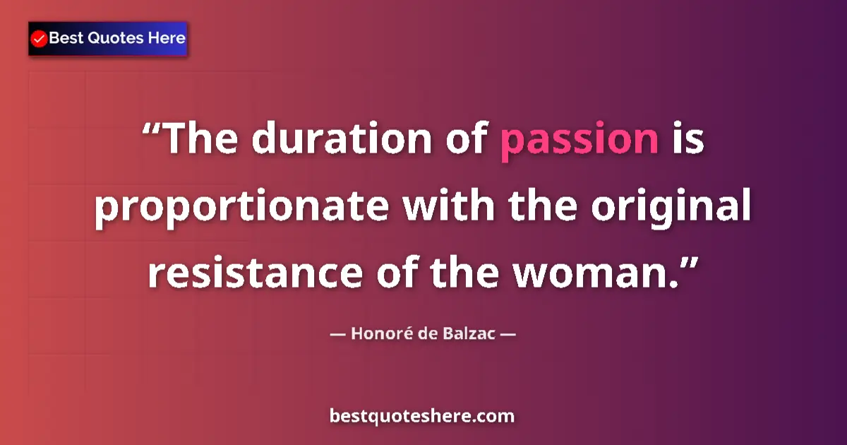 Quote by Honoré de Balzac: The duration of passion is proportionate with the