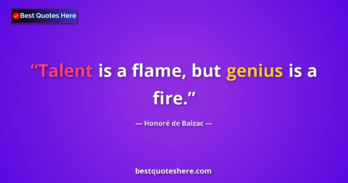 Quote by Honoré de Balzac: Talent is a flame, but genius is a fire.