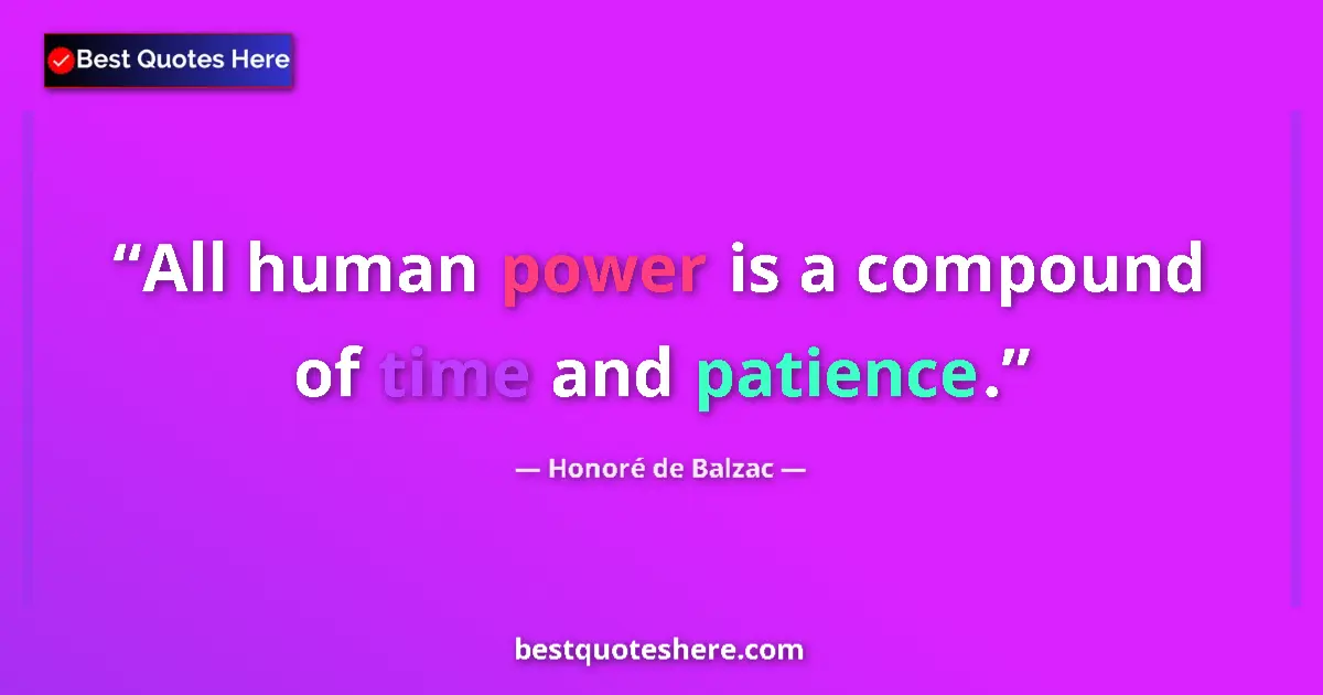 Quote by Honoré de Balzac: All human power is a compound of time and patience....