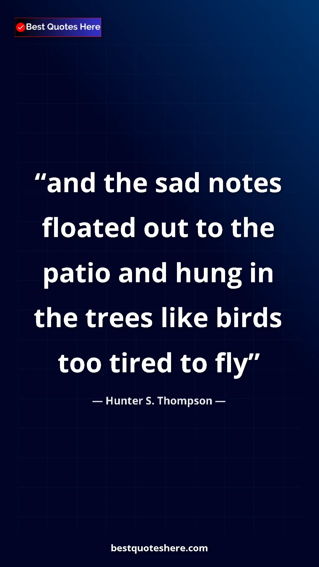Pinterest quote poster by Hunter S. Thompson: "and the sad notes floated out to the patio and hung in the..."