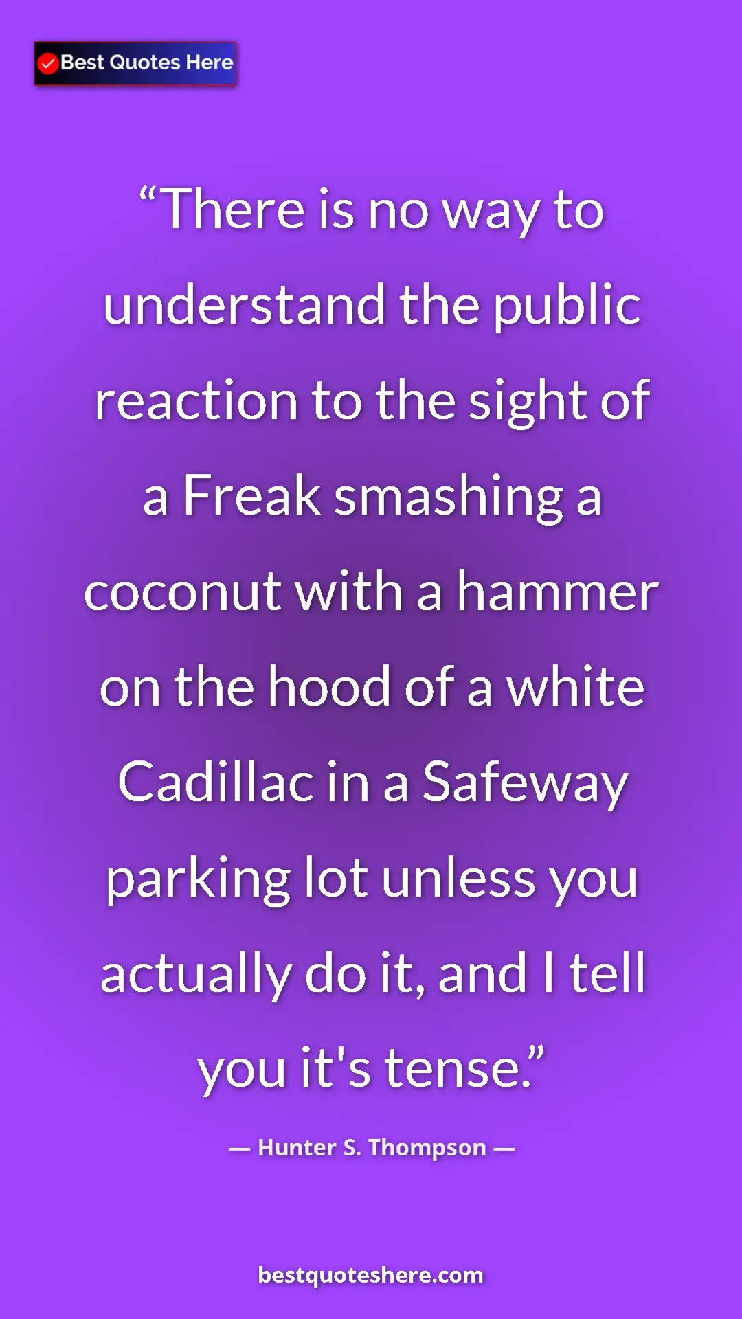 Pinterest quote poster by Hunter S. Thompson: "There is no way to understand the public reaction to the..."