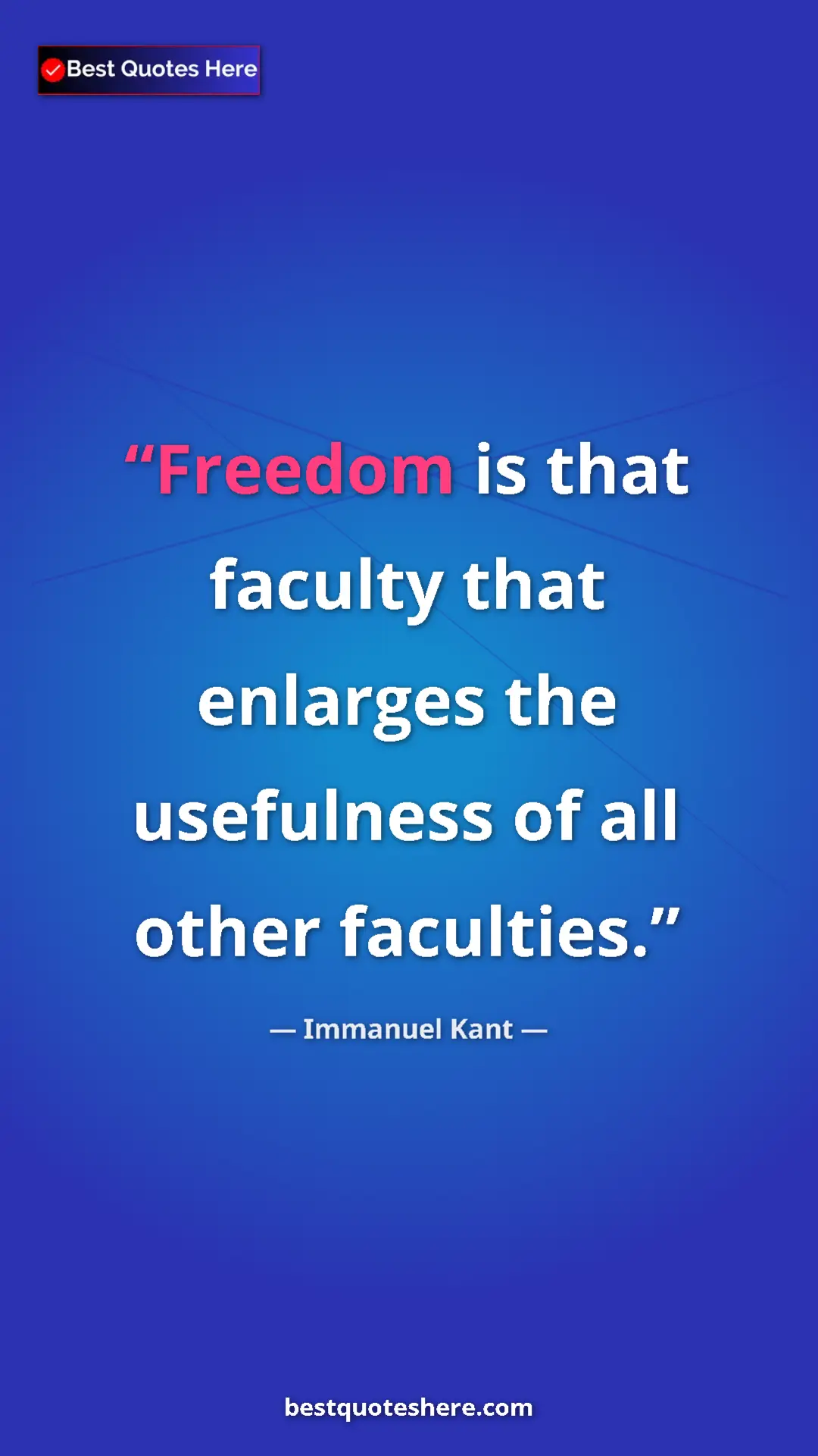 Immanuel Kant Quote Card: "Freedom is that faculty that enlarges the usefulness of all..." Pinterest quote poster by Immanuel Kant: "Freedom is that faculty that enlarges the usefulness of all..."