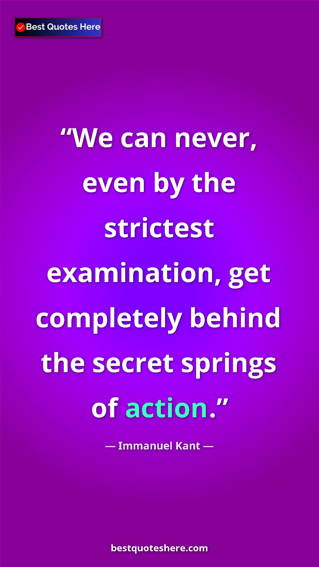 Immanuel Kant Quote Card: "We can never, even by the strictest examination, get..." Pinterest quote poster by Immanuel Kant: "We can never, even by the strictest examination, get..."