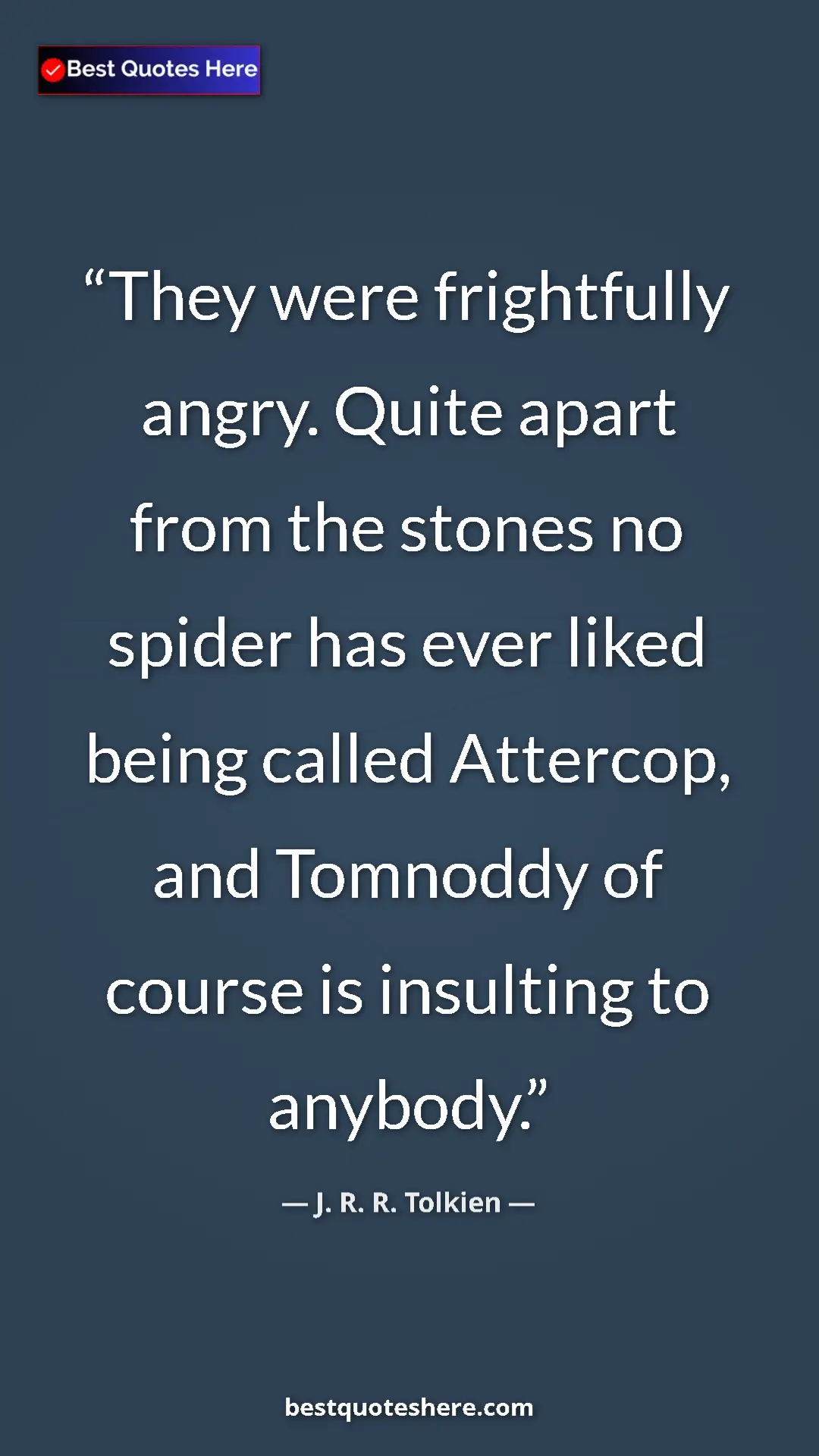J. R. R. Tolkien Quote Card: "They were frightfully angry. Quite apart from the stones no..." Pinterest quote poster by J. R. R. Tolkien: "They were frightfully angry. Quite apart from the stones no..."
