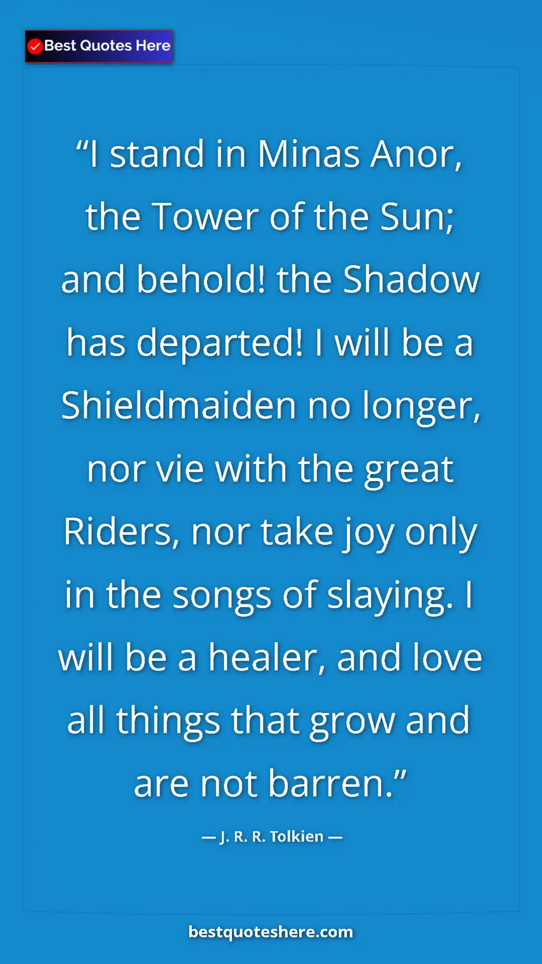 J. R. R. Tolkien Quote Card: "I stand in Minas Anor, the Tower of the Sun; and behold!..." Pinterest quote poster by J. R. R. Tolkien: "I stand in Minas Anor, the Tower of the Sun; and behold!..."