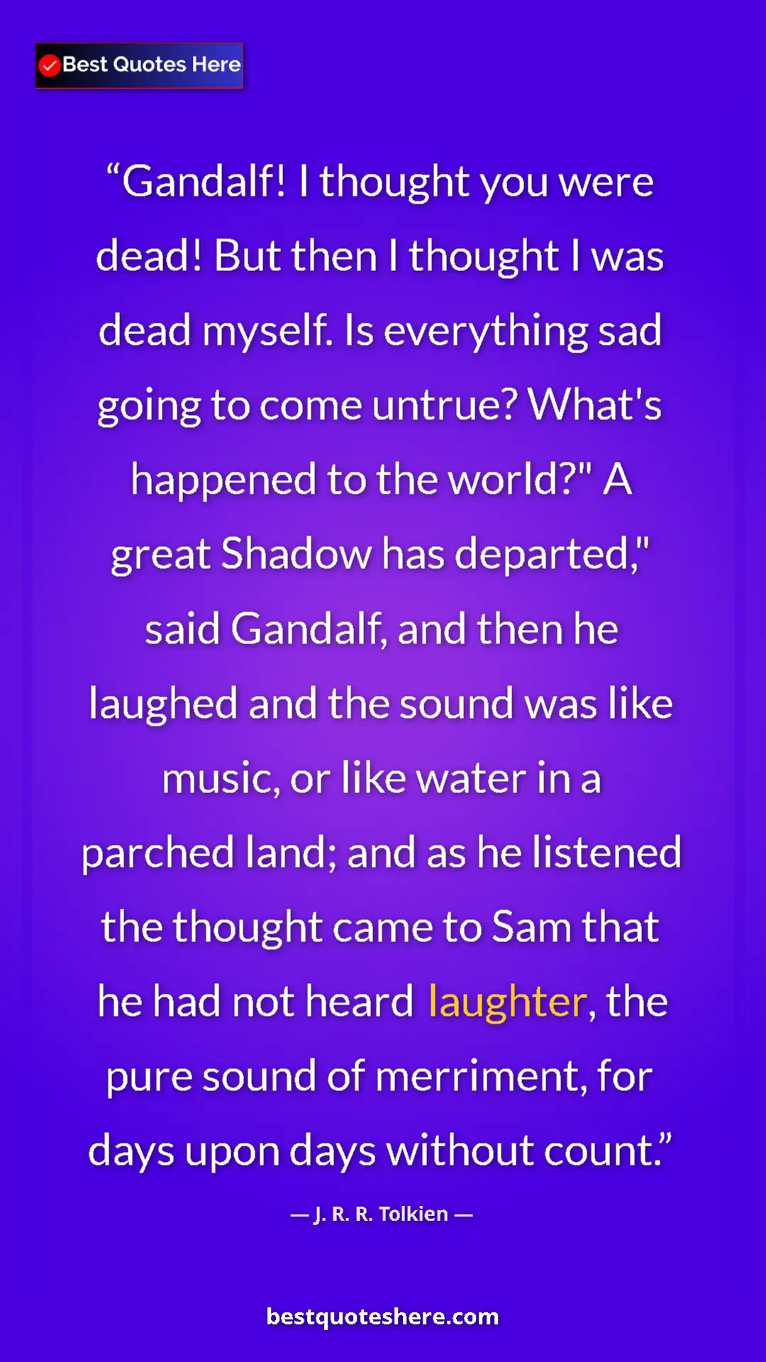 J. R. R. Tolkien Quote Card: "Gandalf! I thought you were dead! But then I thought I was..." Pinterest quote poster by J. R. R. Tolkien: "Gandalf! I thought you were dead! But then I thought I was..."