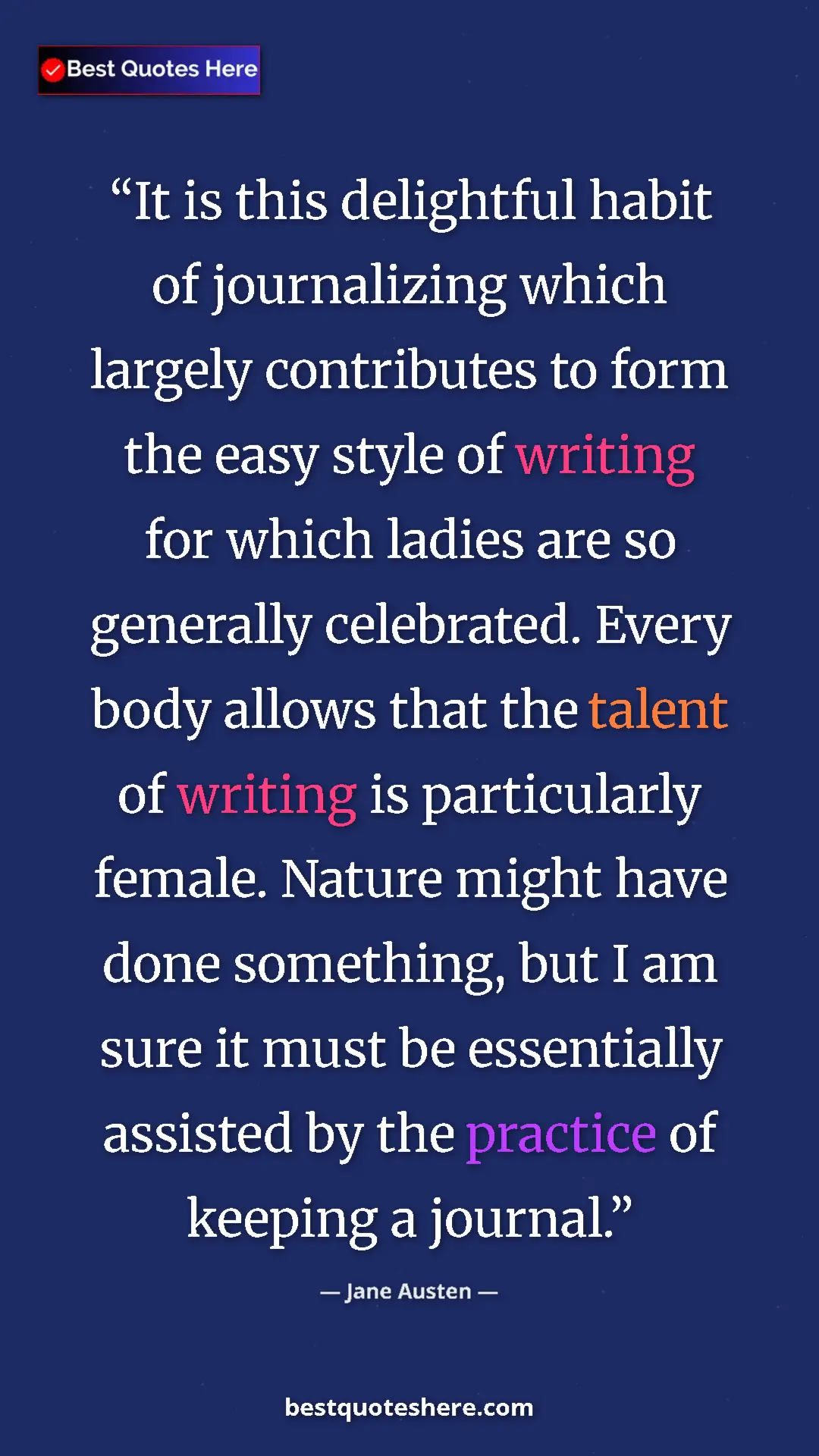 Jane Austen Quote Card: "It is this delightful habit of journalizing which largely..." Pinterest quote poster by Jane Austen: "It is this delightful habit of journalizing which largely..."