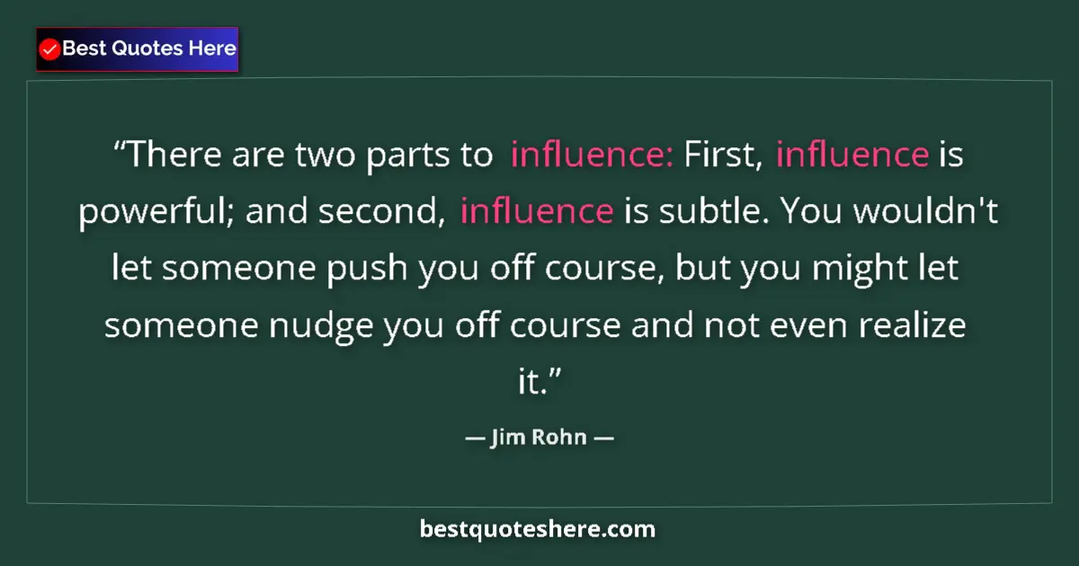 Quote by Jim Rohn: There are two parts to influence: First, influence