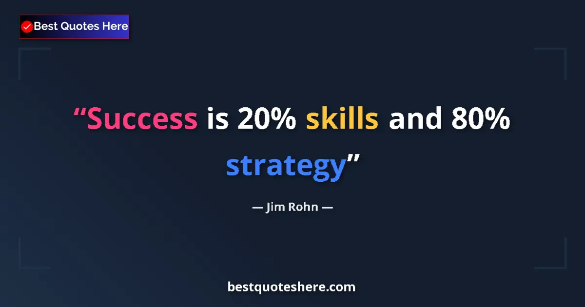 Quote by Jim Rohn: Success is 20% skills and 80% strategy...