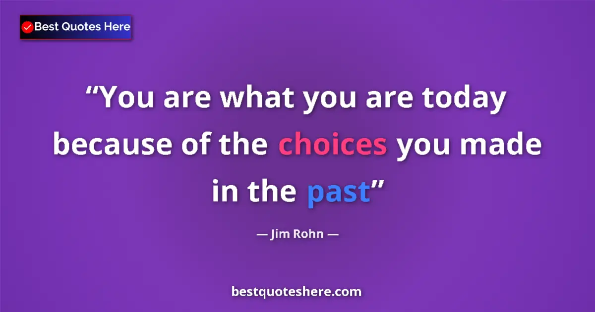 Quote by Jim Rohn: You are what you are today because of the choices you made in the past...