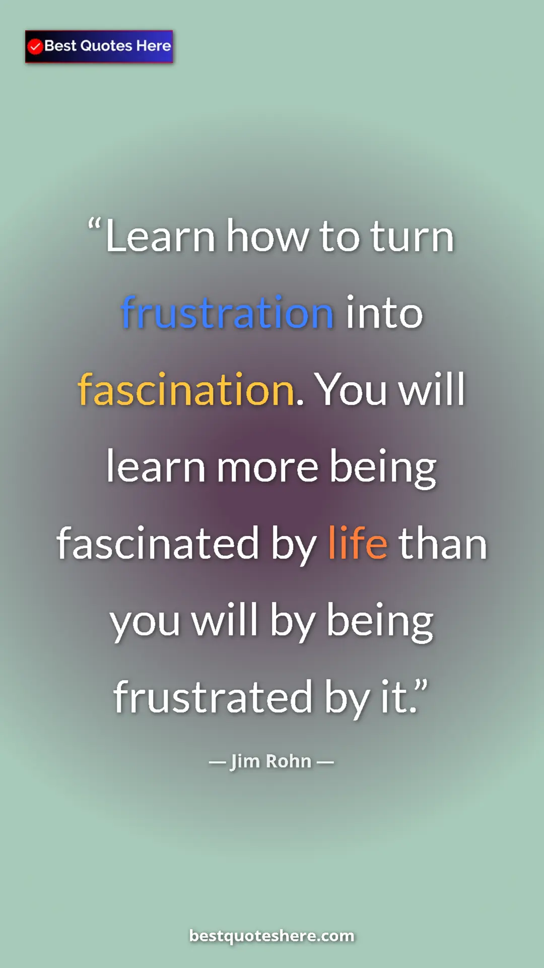 Pinterest quote poster by Jim Rohn: "Learn how to turn frustration into fascination. You will..."