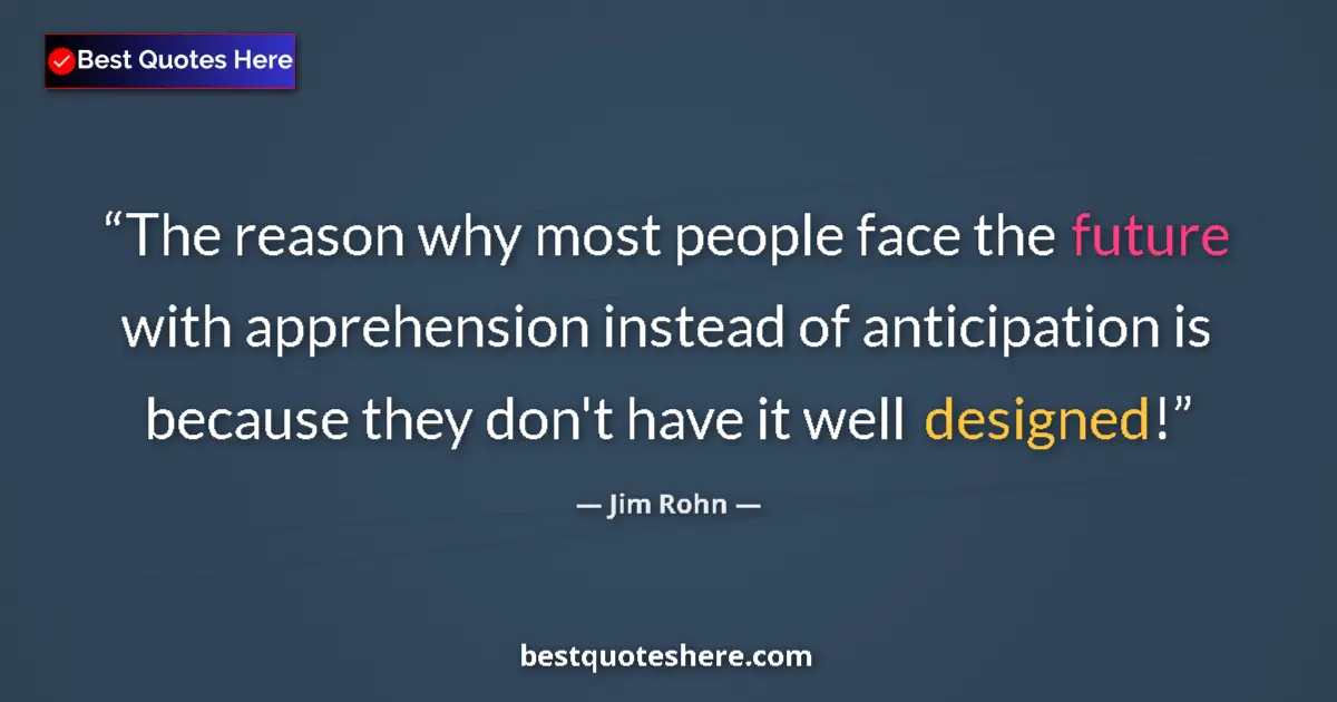 Quote by Jim Rohn: The reason why most people face the future with apprehension instead of anticipation is because they...
