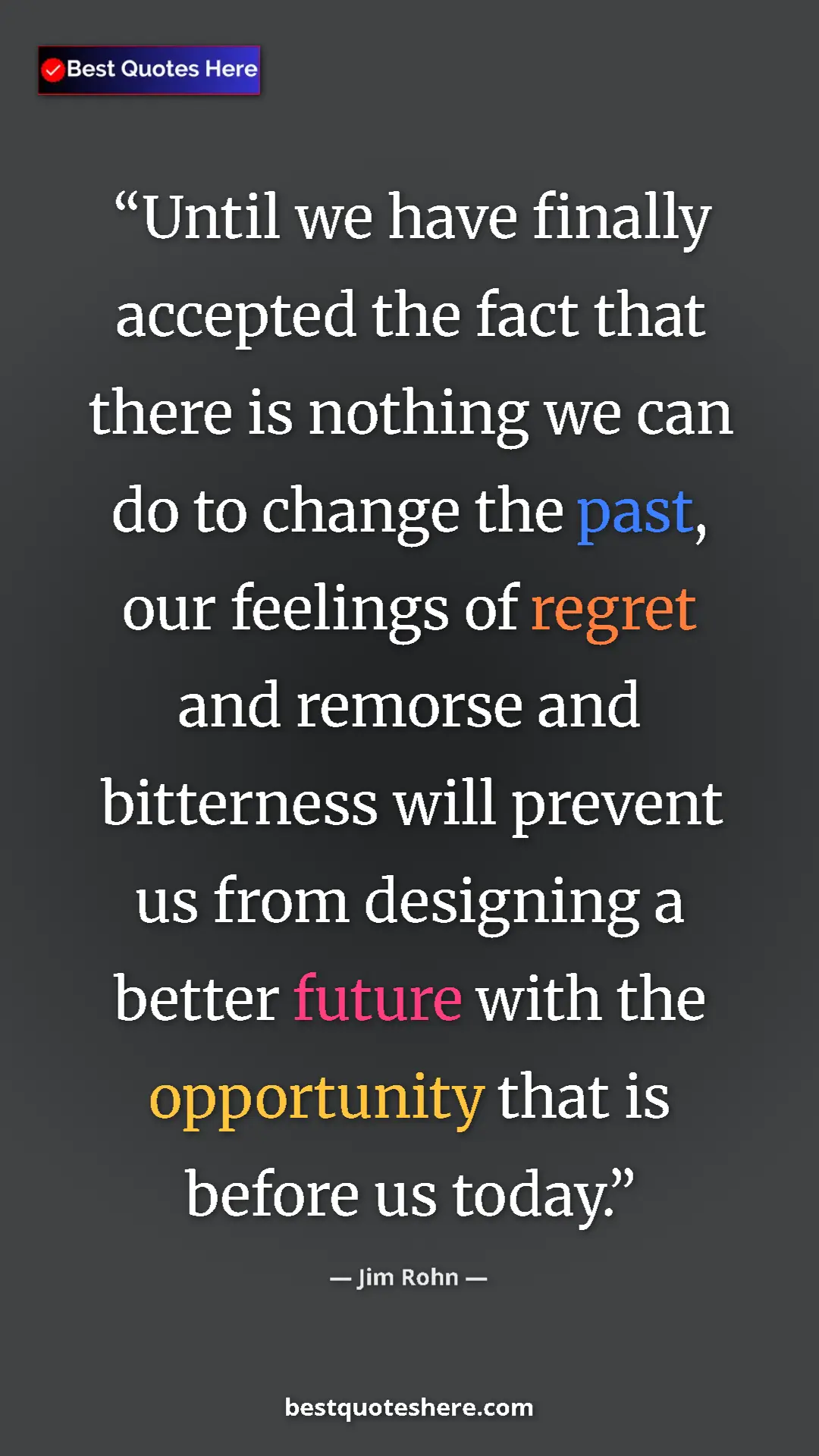 Pinterest quote poster by Jim Rohn: "Until we have finally accepted the fact that there is..."