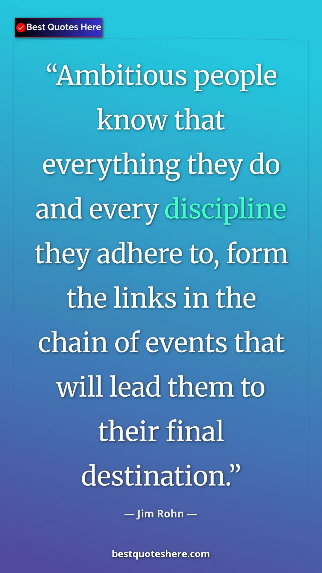 Pinterest quote poster by Jim Rohn: "Ambitious people know that everything they do and every..."