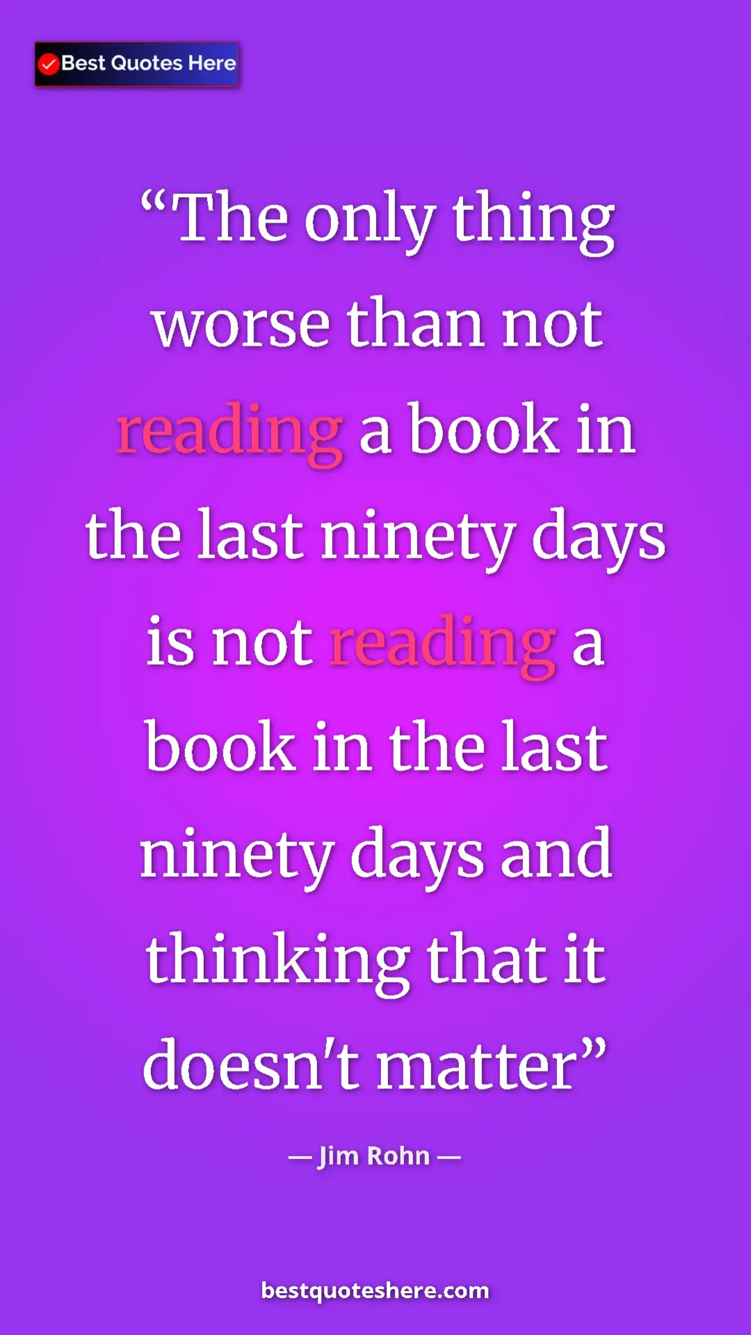 Jim Rohn Quote Card: "The only thing worse than not reading a book in the last..." Pinterest quote poster by Jim Rohn: "The only thing worse than not reading a book in the last..."