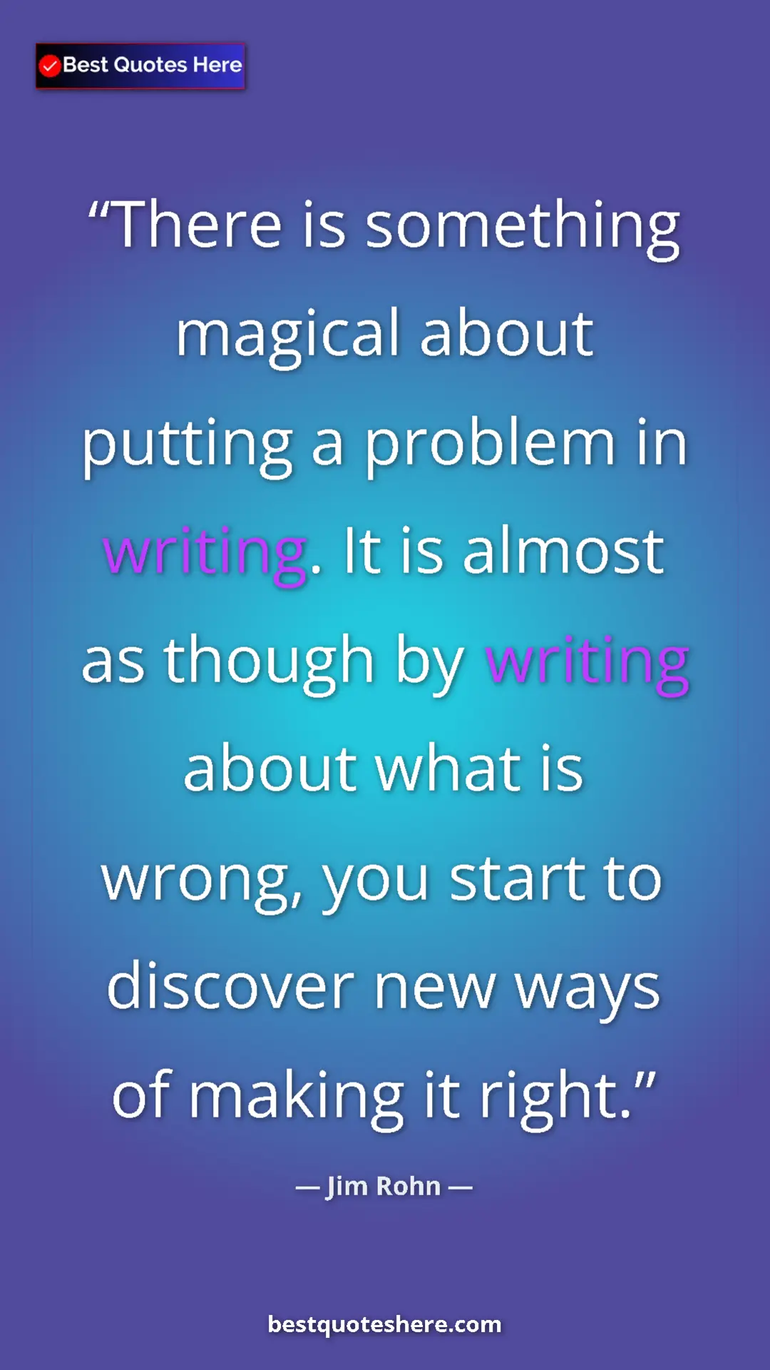 Pinterest quote poster by Jim Rohn: "There is something magical about putting a problem in..."