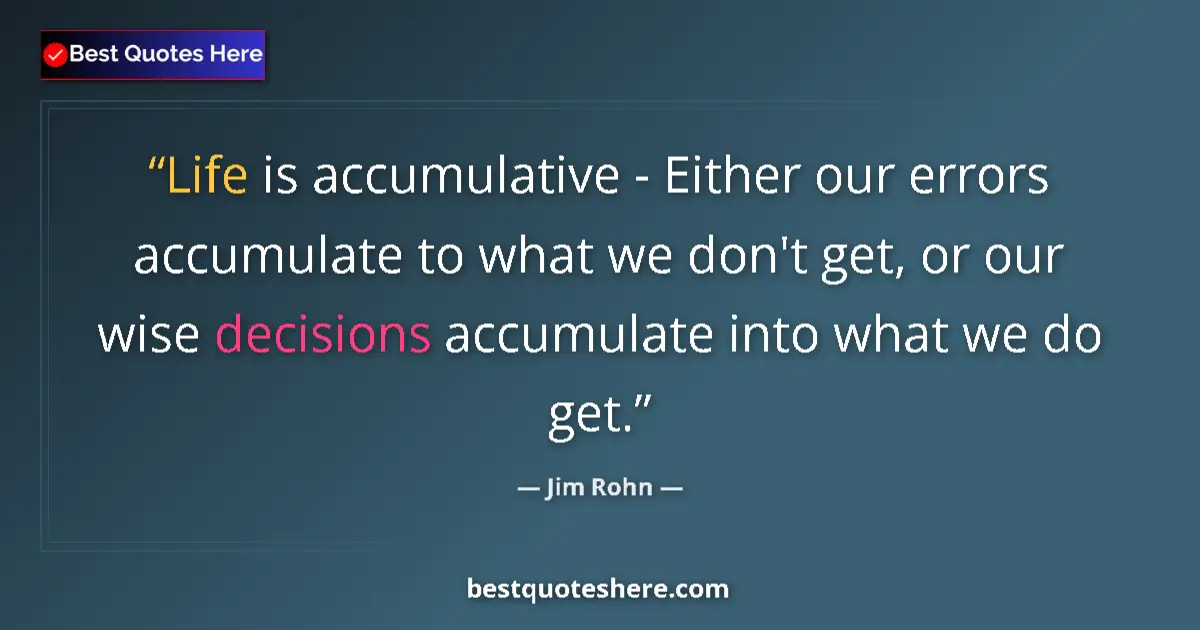 Quote by Jim Rohn: Life is accumulative - Either our errors accumulat
