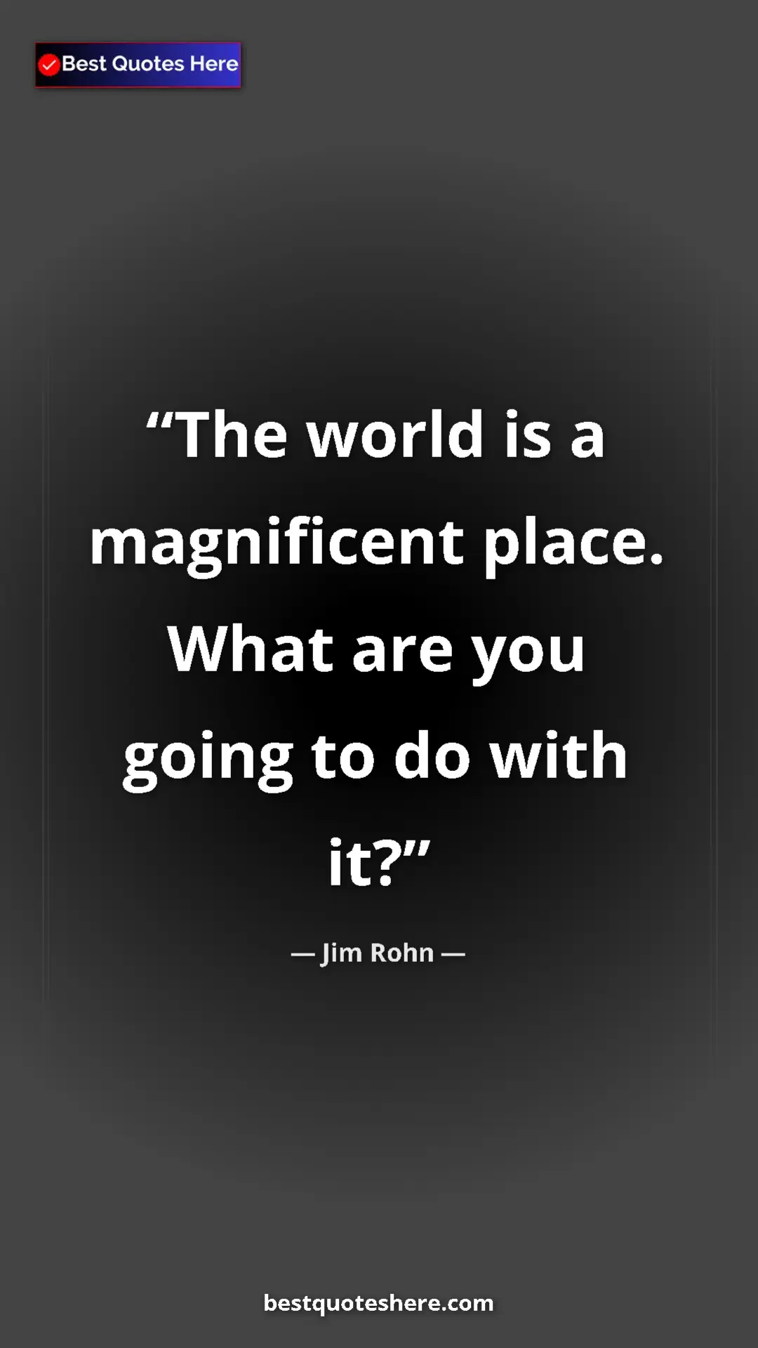 Pinterest quote poster by Jim Rohn: "The world is a magnificent place. What are you going to do..."