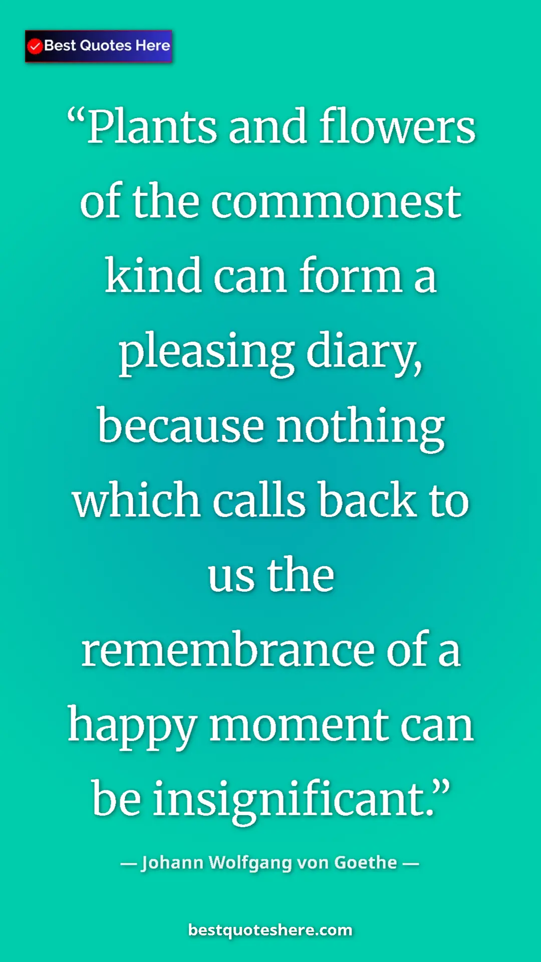 Pinterest quote poster by Johann Wolfgang von Goethe: "Plants and flowers of the commonest kind can form a..."