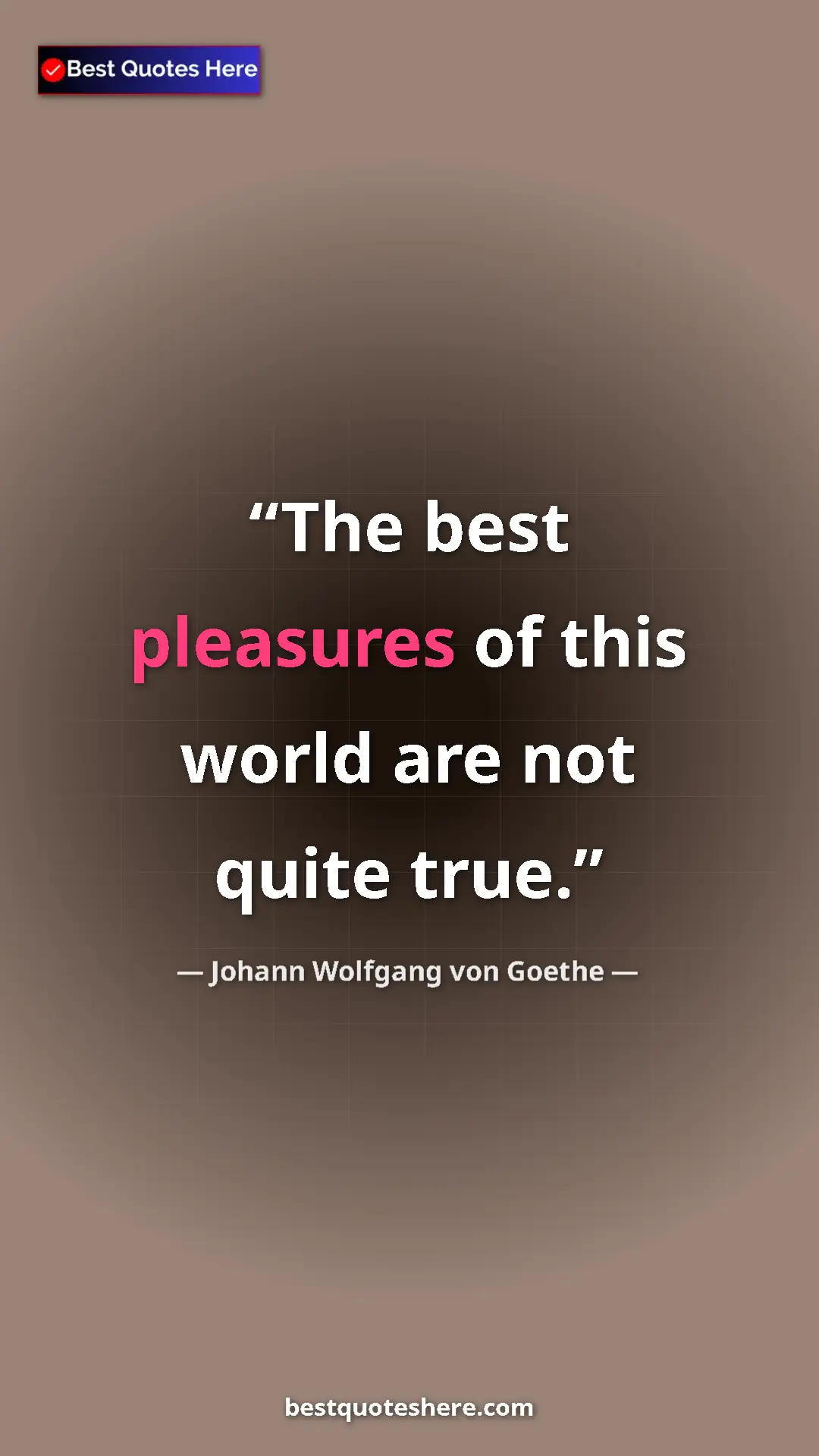 Pinterest quote poster by Johann Wolfgang von Goethe: "The best pleasures of this world are not quite true."