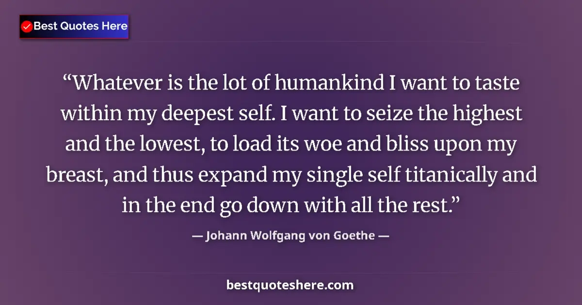 Quote by Johann Wolfgang von Goethe: Whatever is the lot of humankind I want to taste w