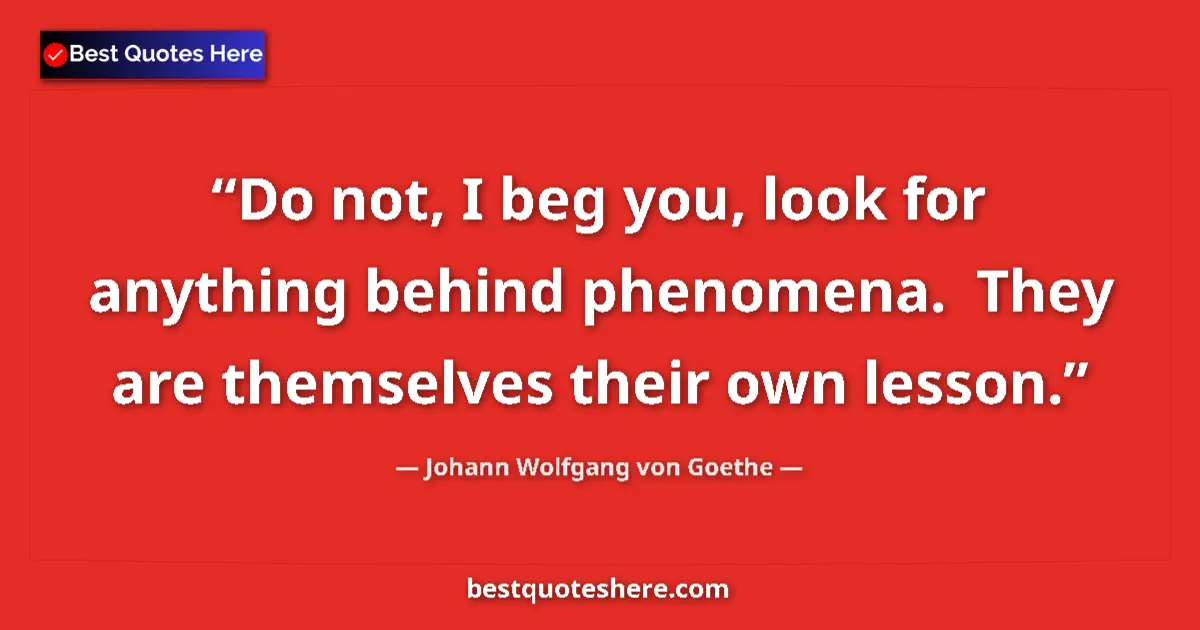 Johann Wolfgang von Goethe quote: "Do not, I beg you, look for anything behind phenomena...."
