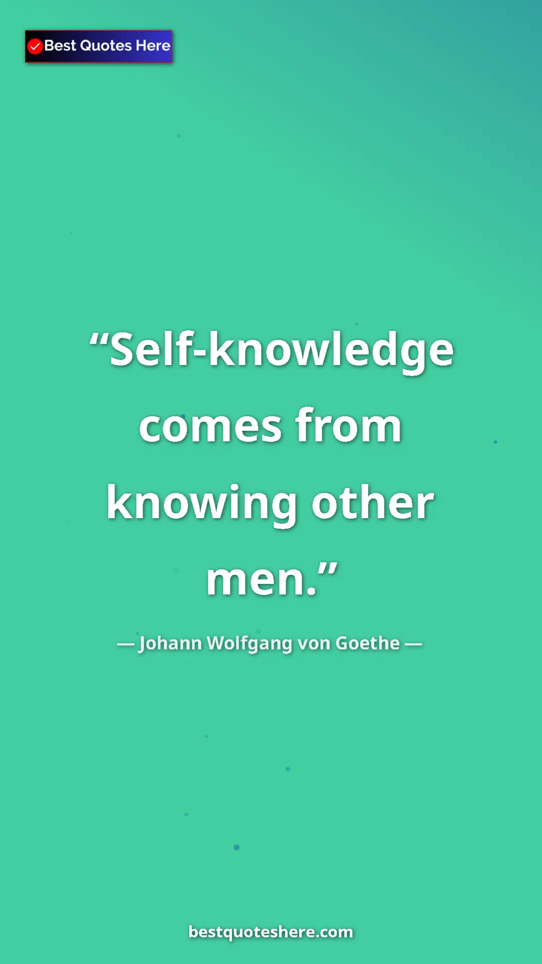 Pinterest quote poster by Johann Wolfgang von Goethe: "Self-knowledge comes from knowing other men."