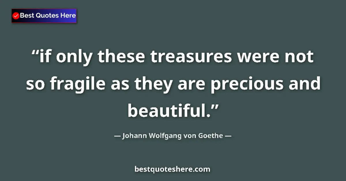 Quote by Johann Wolfgang von Goethe: if only these treasures were not so fragile as the