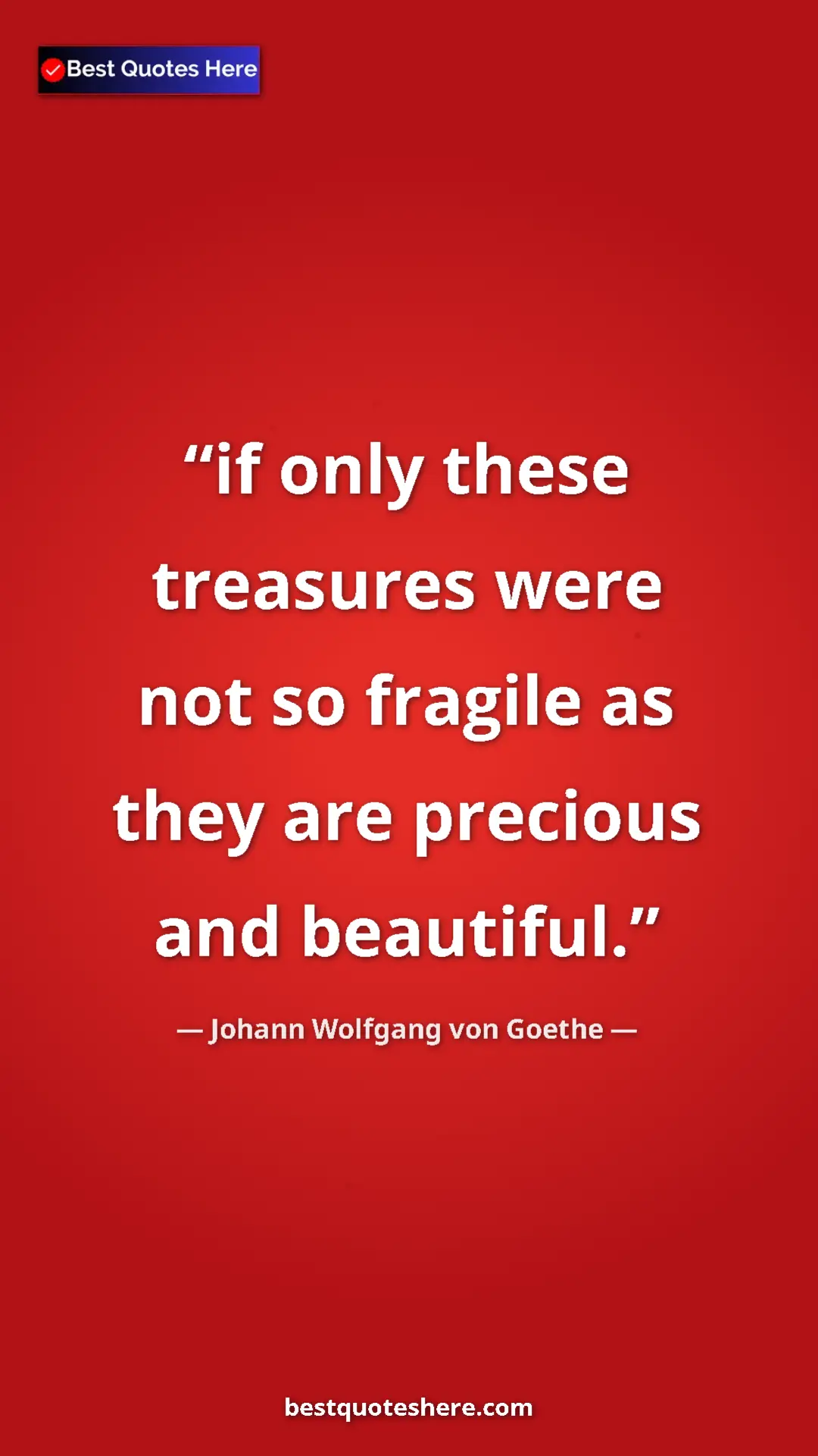 Pinterest quote poster by Johann Wolfgang von Goethe: "if only these treasures were not so fragile as they are..."
