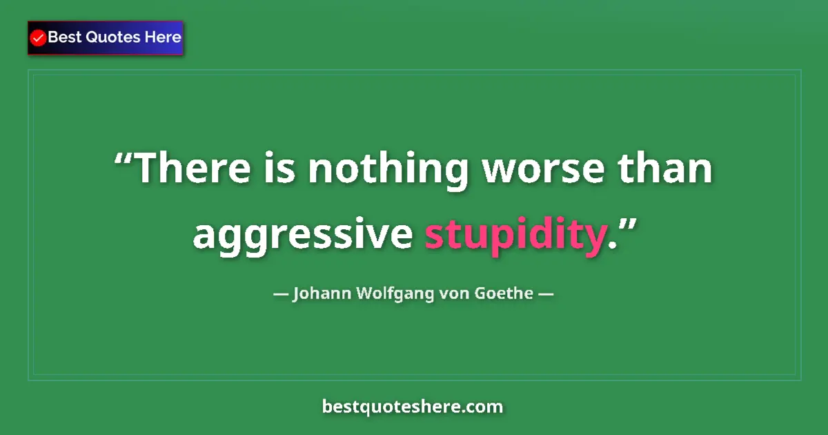 Quote by Johann Wolfgang von Goethe: There is nothing worse than aggressive stupidity....