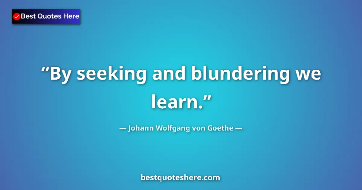 Johann Wolfgang von Goethe quote: "By seeking and blundering we learn."