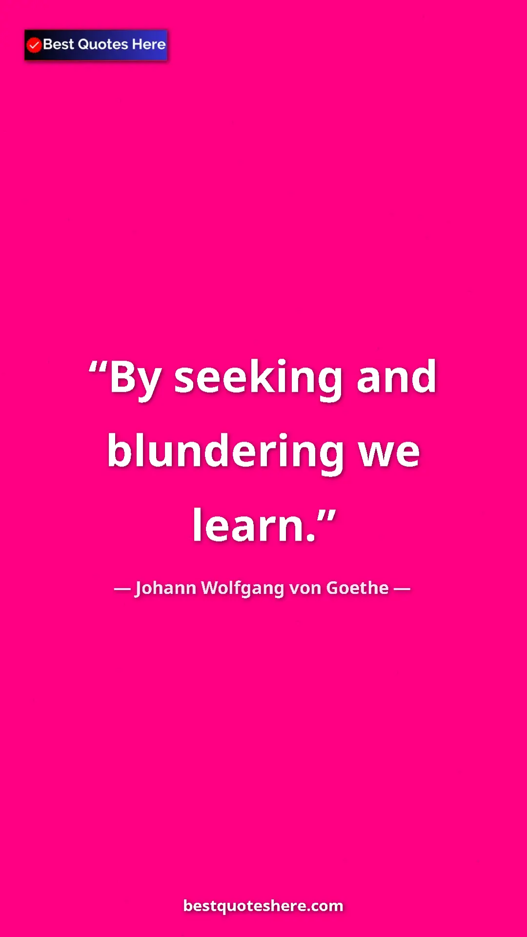 Pinterest quote poster by Johann Wolfgang von Goethe: "By seeking and blundering we learn."