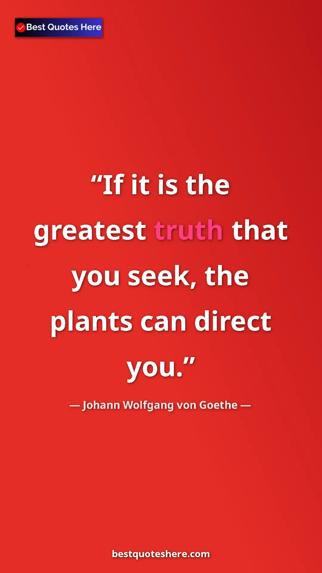 Pinterest quote poster by Johann Wolfgang von Goethe: "If it is the greatest truth that you seek, the plants can..."