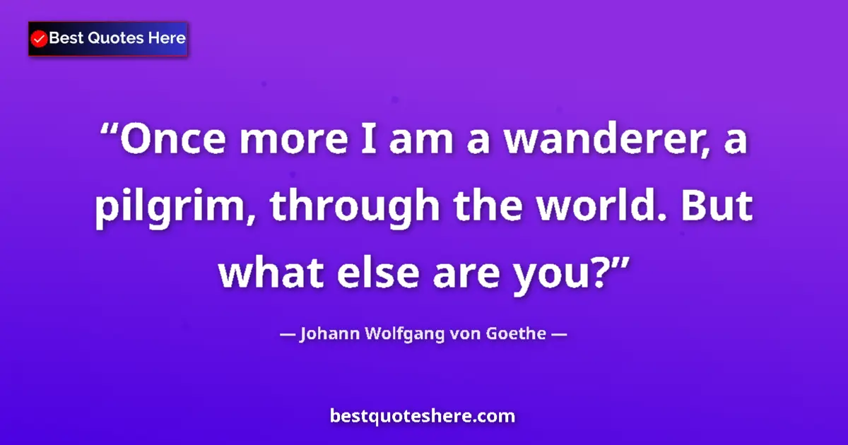 Quote by Johann Wolfgang von Goethe: Once more I am a wanderer, a pilgrim, through the world. But what else are you?...