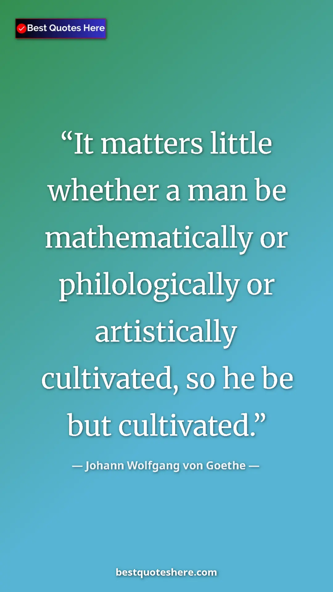 Pinterest quote poster by Johann Wolfgang von Goethe: "It matters little whether a man be mathematically or..."