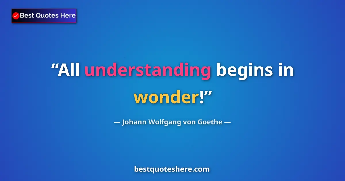 Quote by Johann Wolfgang von Goethe: All understanding begins in wonder!...