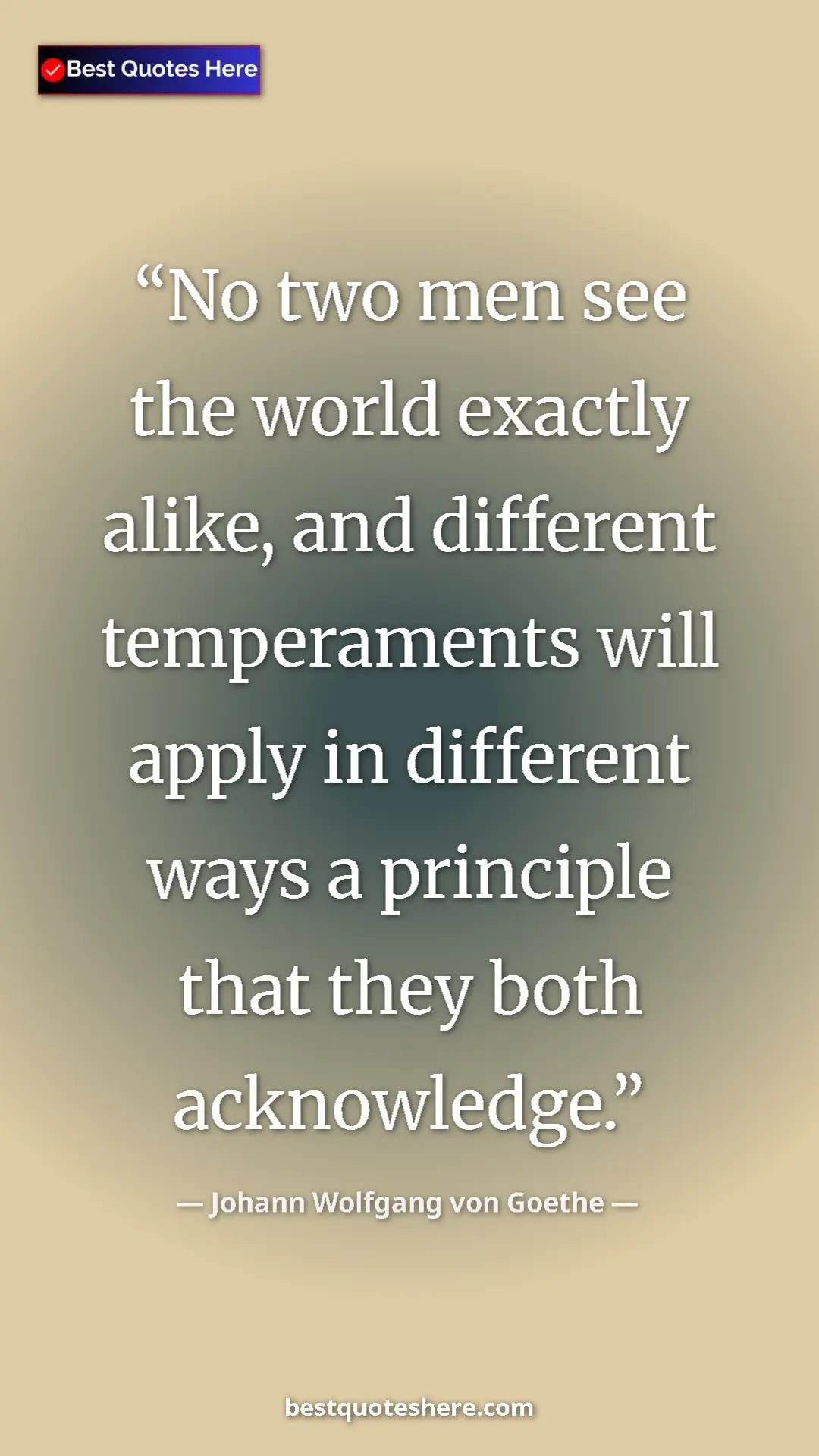 Pinterest quote poster by Johann Wolfgang von Goethe: "No two men see the world exactly alike, and different..."