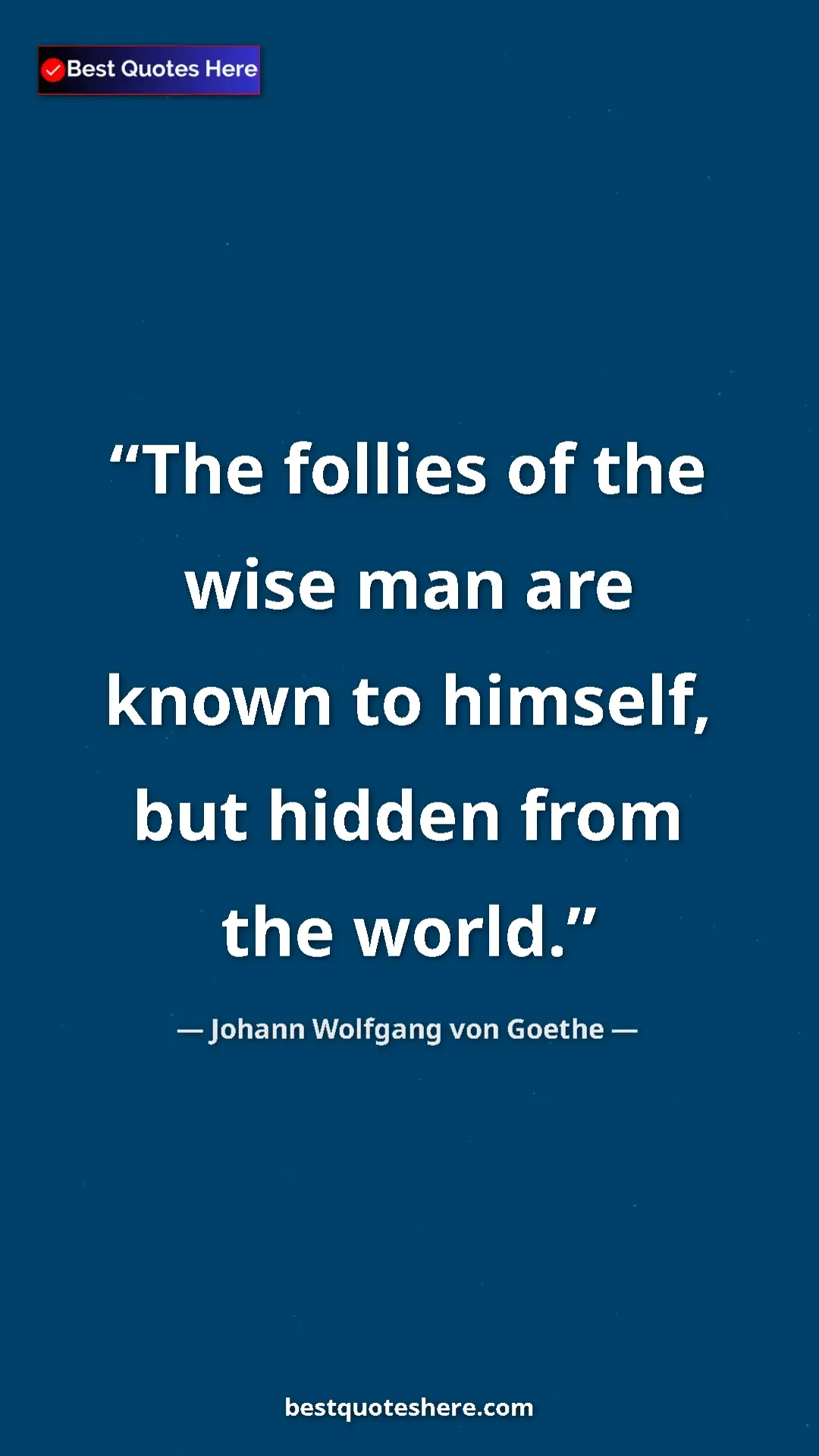 Pinterest quote poster by Johann Wolfgang von Goethe: "The follies of the wise man are known to himself, but..."