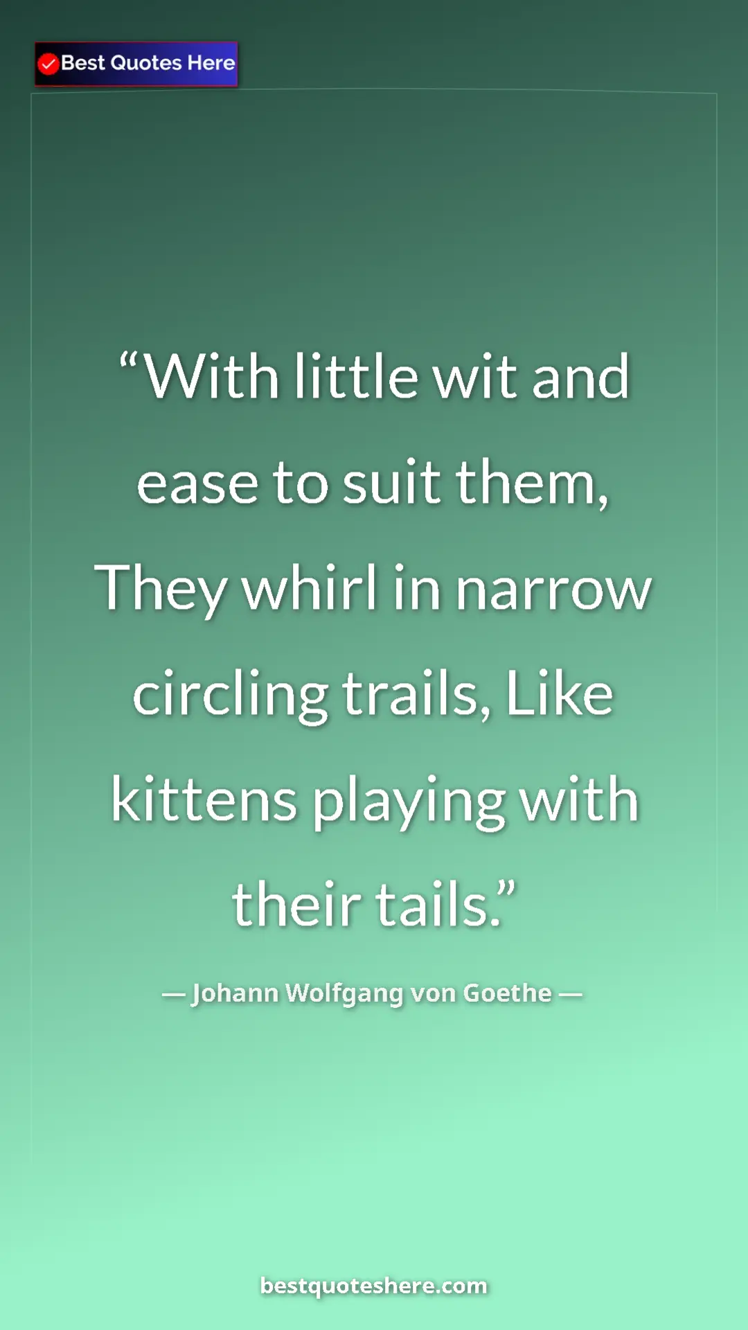 Pinterest quote poster by Johann Wolfgang von Goethe: "With little wit and ease to suit them, They whirl in narrow..."