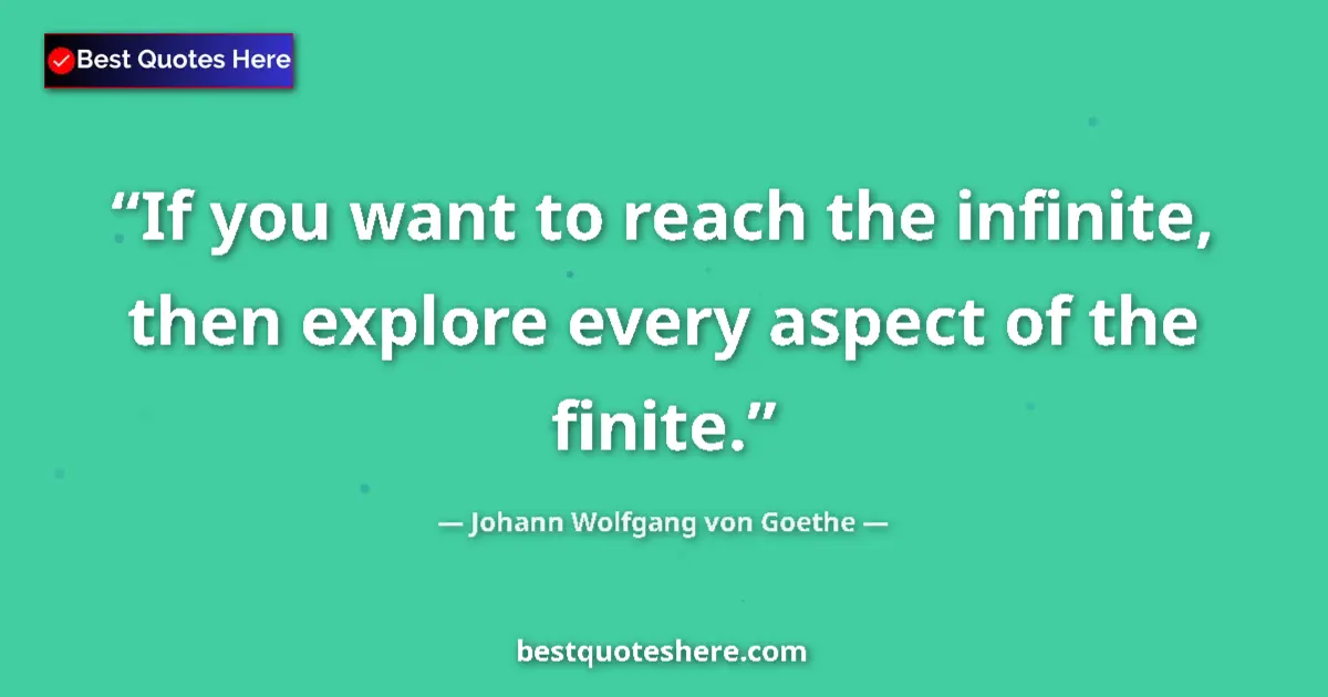 Quote by Johann Wolfgang von Goethe: If you want to reach the infinite, then explore every aspect of the finite....