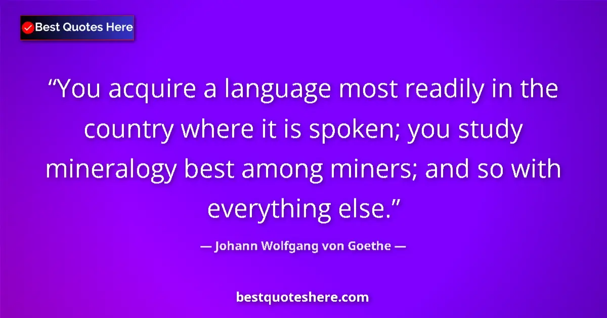 Johann Wolfgang von Goethe quote: "You acquire a language most readily in the country where it..."