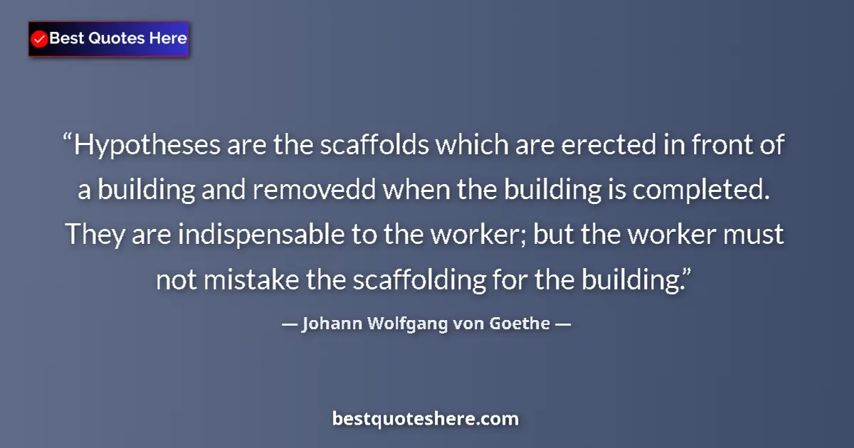 Johann Wolfgang von Goethe quote: "Hypotheses are the scaffolds which are erected in front of..."