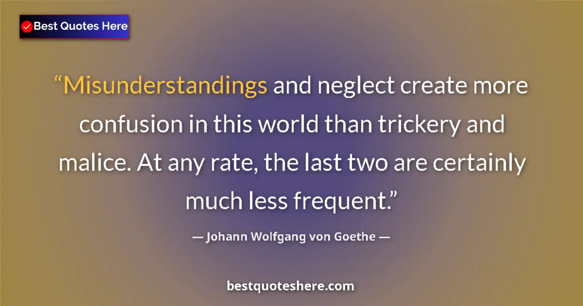Quote by Johann Wolfgang von Goethe: Misunderstandings and neglect create more confusio