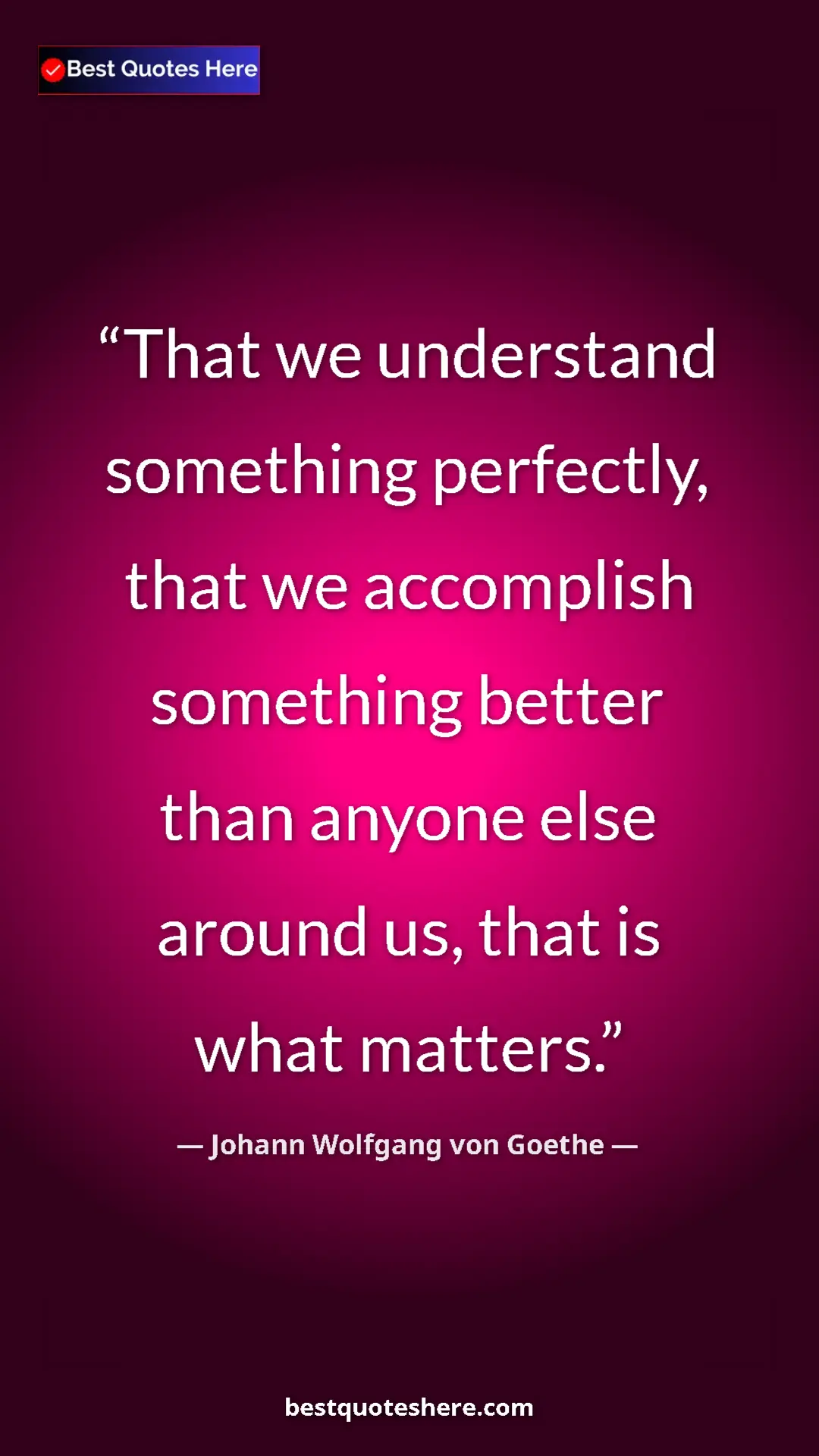 Pinterest quote poster by Johann Wolfgang von Goethe: "That we understand something perfectly, that we accomplish..."